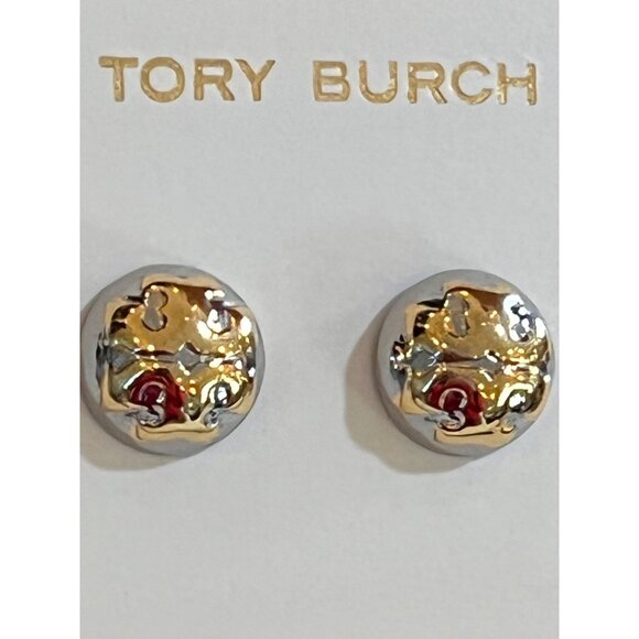 SET OF 2!! TORY BURCH LOGO STUD AND DROP EARRING SET - Picture 4 of 6